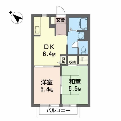 郡山市喜久田町のアパートの間取り