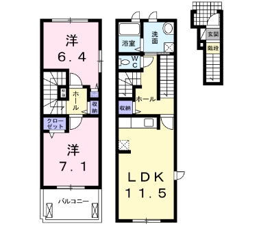 東海市荒尾町のアパートの間取り