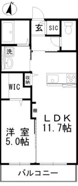 岡山市中区山崎のアパートの間取り