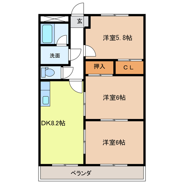 安八郡安八町森部のアパートの間取り