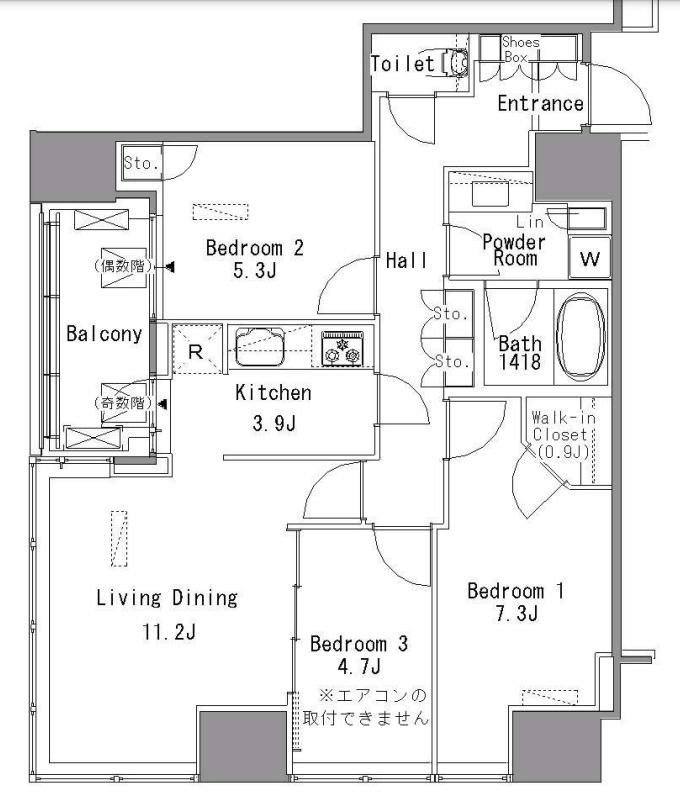 港区浜松町のマンションの間取り