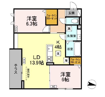 名古屋市南区道徳新町のアパートの間取り