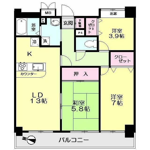 平塚市老松町のマンションの間取り