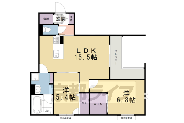 京都市南区西九条大国町のマンションの間取り