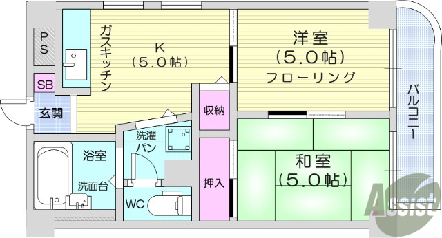 宮城県仙台市青葉区宮町４（マンション）の賃貸物件の間取り