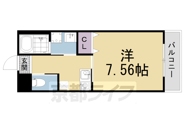 京都市左京区一乗寺高槻町のマンションの間取り