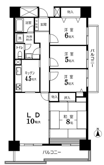 光が丘パークタウン大通り北　4号棟4号棟の間取り