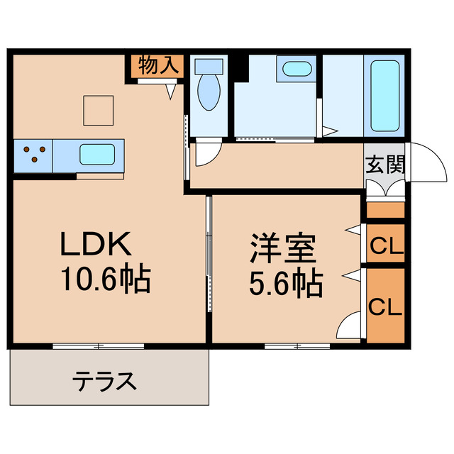 橋本市高野口町向島のアパートの間取り