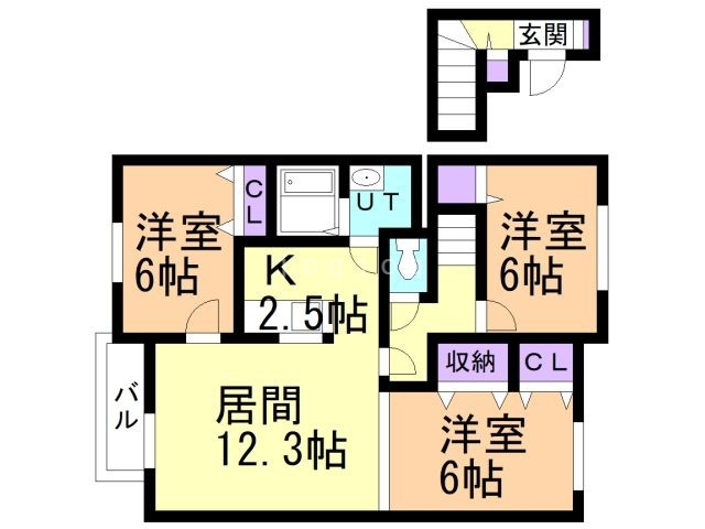 亀田郡七飯町大川のアパートの間取り