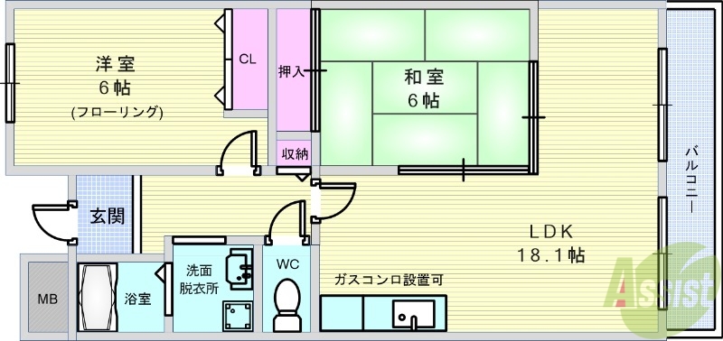 ラ・メール鉢塚の間取り