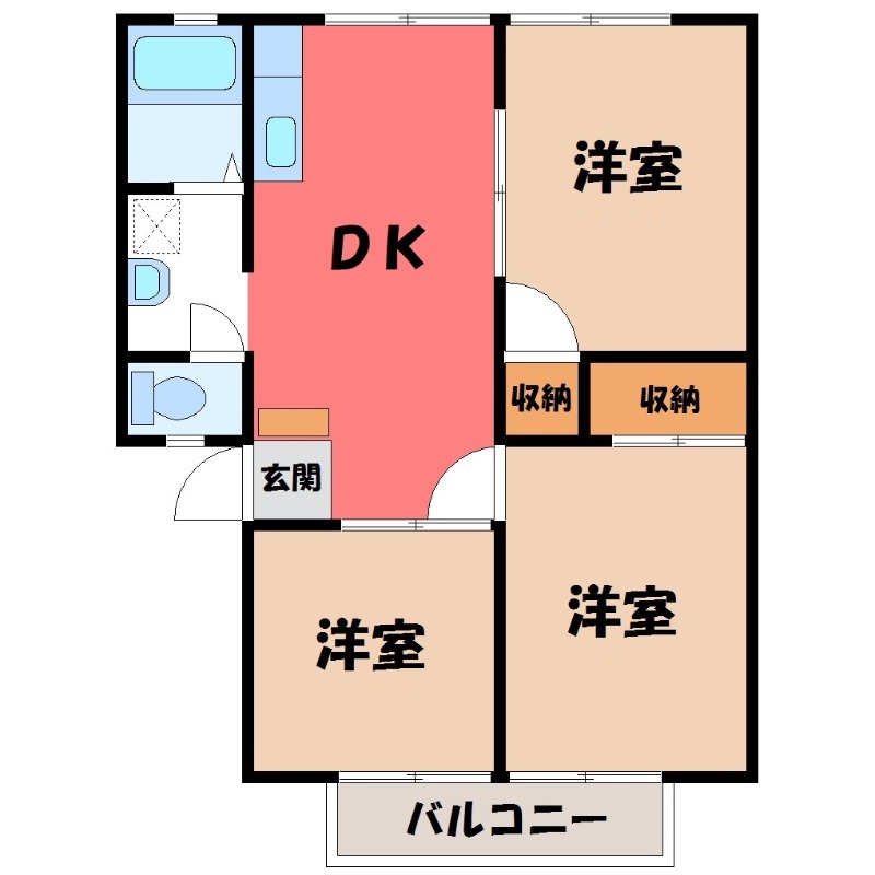 古河市古河のアパートの間取り