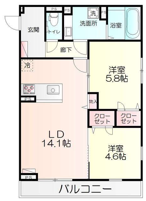 相模原市中央区共和のアパートの間取り