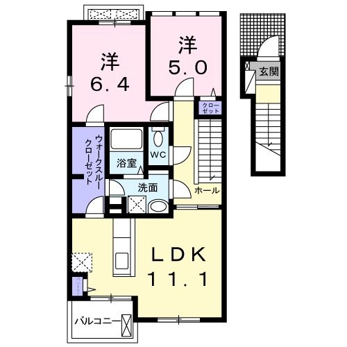 小山市大字間々田のアパートの間取り