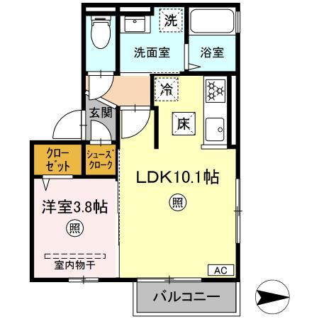 米子市東福原のアパートの間取り