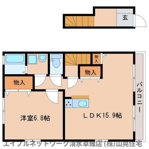 静岡市清水区堀込のアパートの間取り