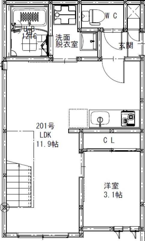 熊本市西区花園のアパートの間取り