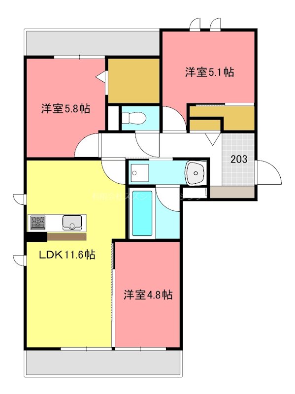 流山市木のマンションの間取り