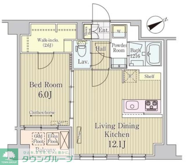 中央区八丁堀のマンションの間取り