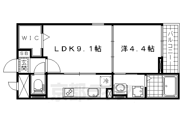 京都市山科区小野西浦のマンションの間取り