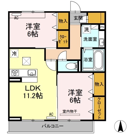 Ｄ－ｒｏｏｍ　ＩＸＩ　３６９　Ｂ館の間取り