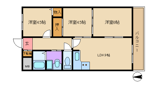 地下鉄谷町線 喜連瓜破駅 徒歩11分 5階建 築39年の間取り写真