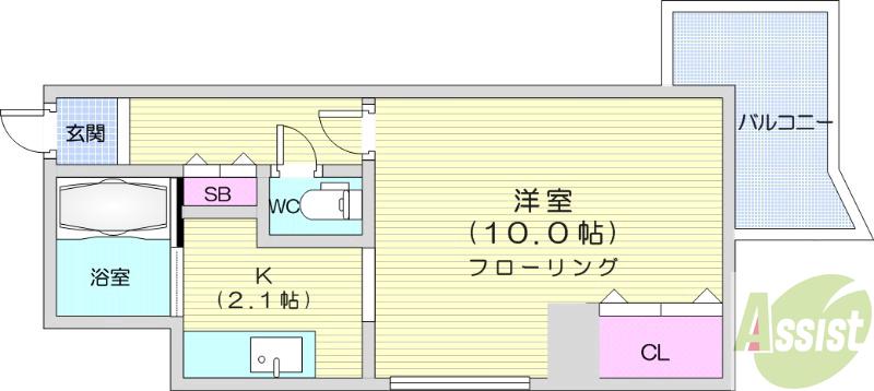 地下鉄南北線 北１８条駅 徒歩1分 8階建 築35年の間取り写真