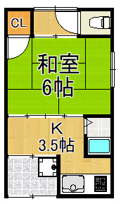 【尼崎市立花町のアパートの間取り】