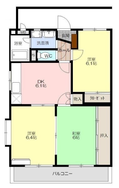 松山市余戸西のマンションの間取り