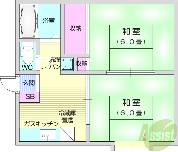 塩竈市花立町のアパートの間取り