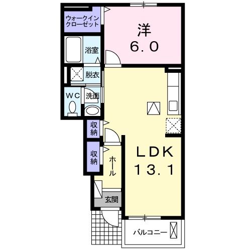 綾部市下八田町のアパートの間取り