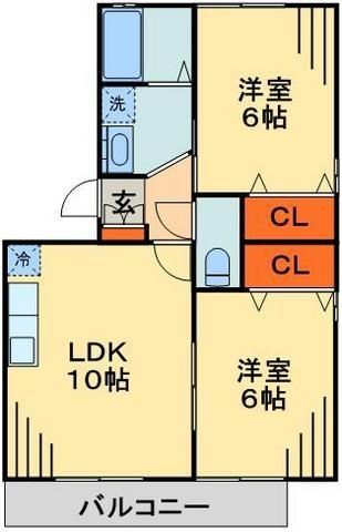 千葉市若葉区源町のアパートの間取り