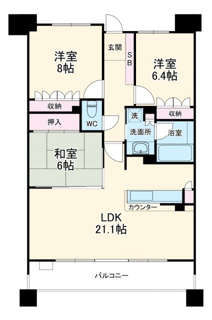 【名古屋市千種区鹿子町のマンションの間取り】