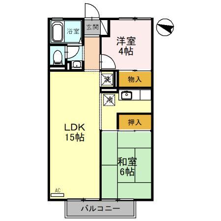 福知山市篠尾新町のアパートの間取り