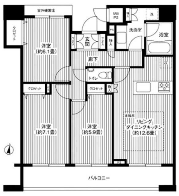 港区高輪のマンションの間取り