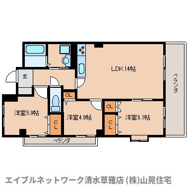 静岡市葵区瀬名中央のマンションの間取り