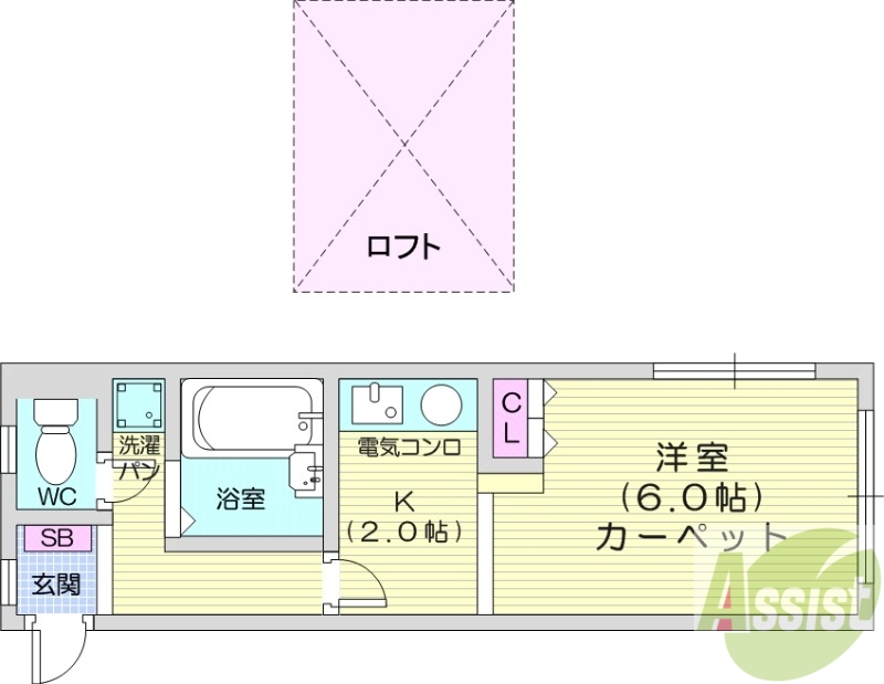 札幌市北区北三十条西のアパートの間取り