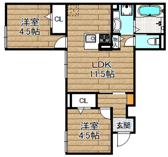 三島郡島本町桜井のアパートの間取り