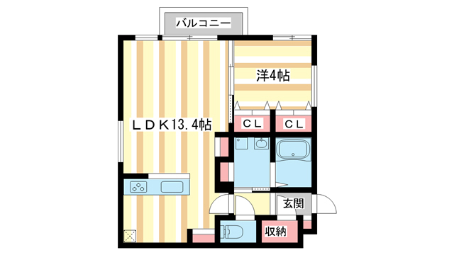 奈良市南城戸町のアパートの間取り