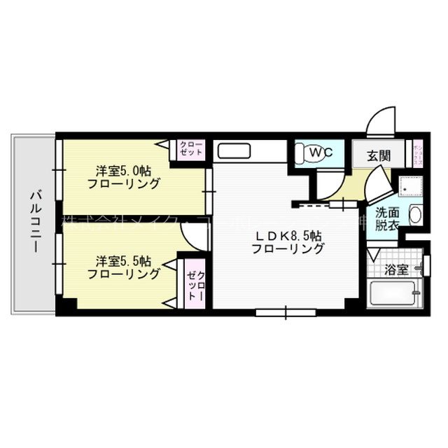 福岡市中央区高砂のマンションの間取り