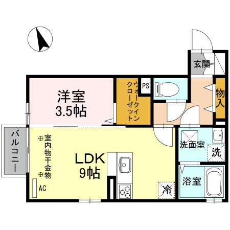 富山市鵯島のアパートの間取り