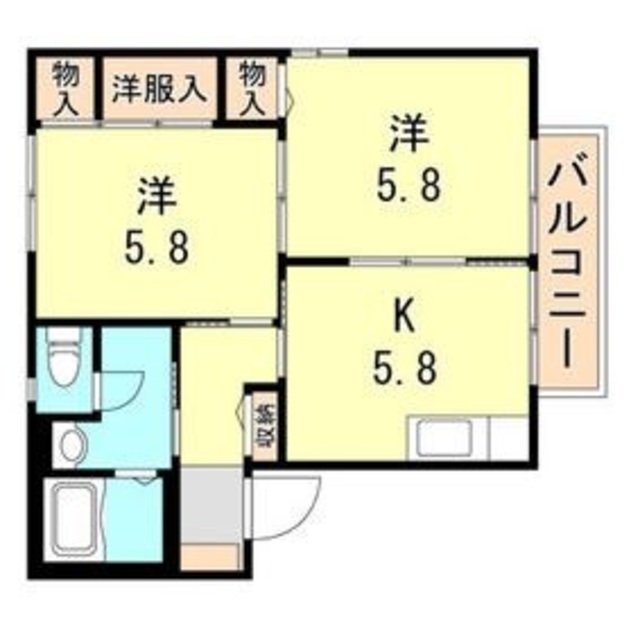 神戸市須磨区離宮西町のアパートの間取り