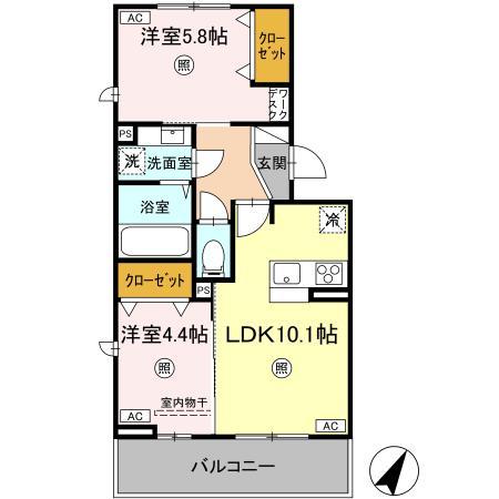 宇土市北段原町のアパートの間取り