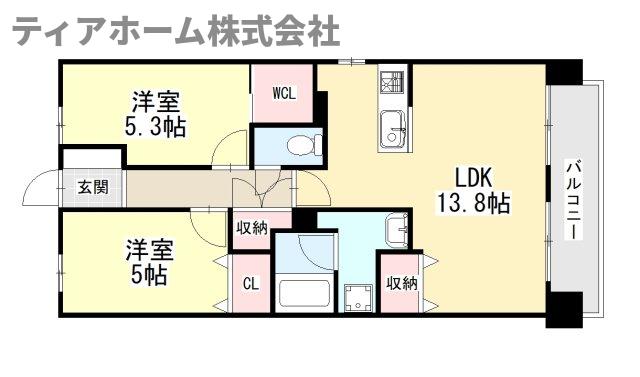 大和高田市三和町のマンションの間取り