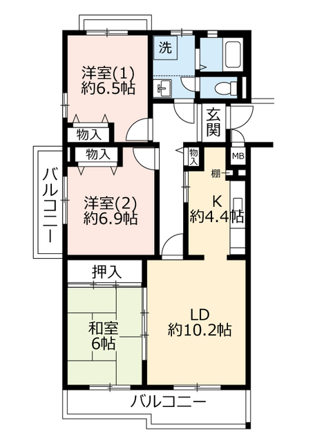 ＵＲコンフォールかぶと台の間取り