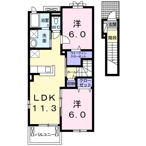 朝倉市甘木のアパートの間取り