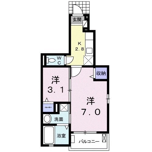 仙台市太白区中田町のアパートの間取り