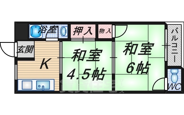 豊中市長興寺南のマンションの間取り