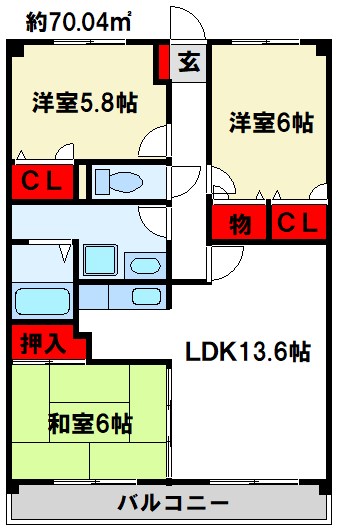 筑紫野市筑紫駅前通のマンションの間取り