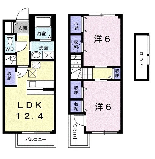 河内長野市荘園町のアパートの間取り