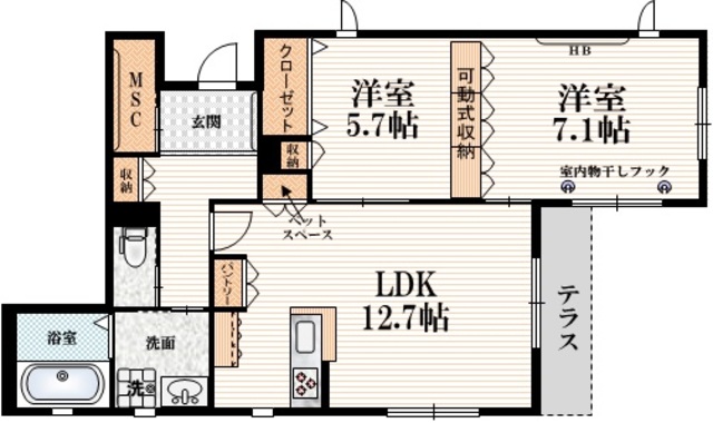 テラス桜ヶ丘Aの間取り